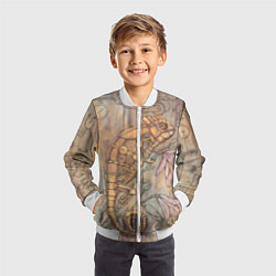 Бомбер детский Стимпанк механический киберхамелеон, цвет: 3D-белый — фото 2