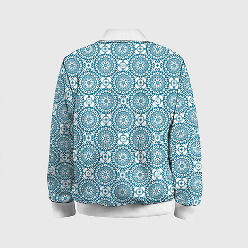 Детский бомбер Бело - голубой ажурный кружевной узор ретро / 3D-Белый – фото 2