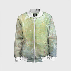 Детский бомбер Абстракция - white waves on green background