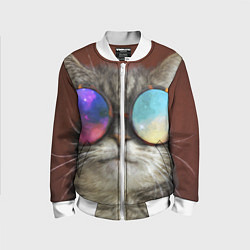 Детский бомбер A Cat with multicolored glasses