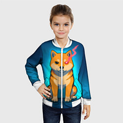 Бомбер детский Сиба-ину с неоновым взглядом, цвет: 3D-белый — фото 2