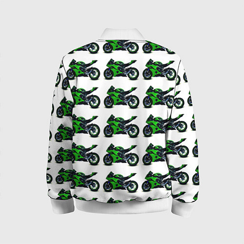 Детский бомбер Motorbike green / 3D-Белый – фото 2
