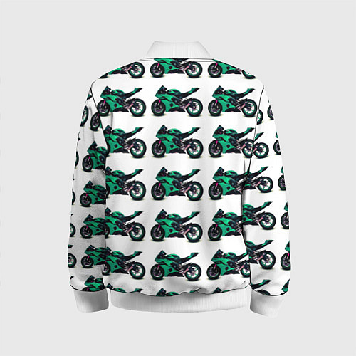 Детский бомбер Motorcycle turquoise / 3D-Белый – фото 2