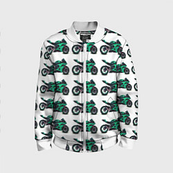 Бомбер детский Motorcycle turquoise, цвет: 3D-белый