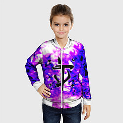 Бомбер детский Doom неоновый огонь лого, цвет: 3D-белый — фото 2