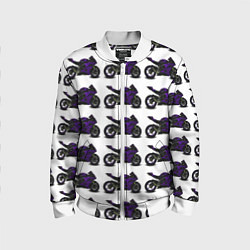 Бомбер детский The motorcycle is dark purple, цвет: 3D-белый