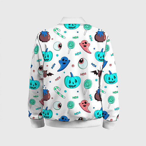 Детский бомбер Halloween light blue pumpkin / 3D-Белый – фото 2