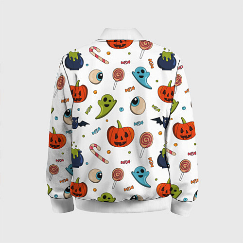 Детский бомбер Halloween pumpkin show / 3D-Белый – фото 2