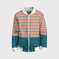 Бомбер детский Полосатый мандариновый морской рассвет, цвет: 3D-белый