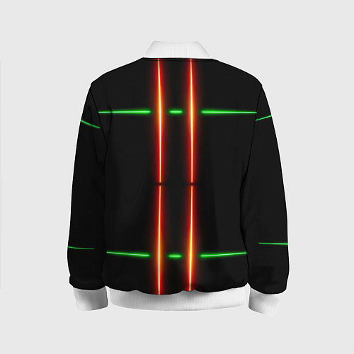 Детский бомбер Neon green black red line / 3D-Белый – фото 2