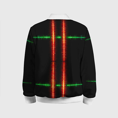 Детский бомбер Color black green red lines / 3D-Белый – фото 2