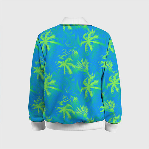 Детский бомбер Palm light green light blue / 3D-Белый – фото 2