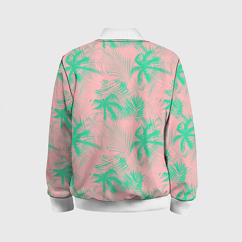 Детский бомбер Palm turquoise pink / 3D-Белый – фото 2