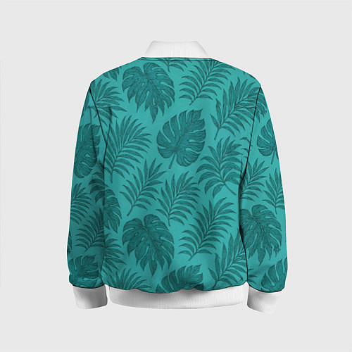 Детский бомбер Тропические листья - паттерн / 3D-Белый – фото 2