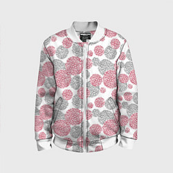 Детский бомбер Крупный красный серый горох с леопардовой текстуро
