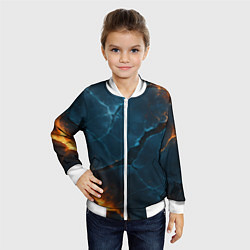 Бомбер детский Разлом плит с огнем, цвет: 3D-белый — фото 2