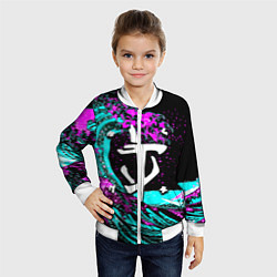 Бомбер детский Doom самураи неоновая волна, цвет: 3D-белый — фото 2