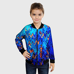 Бомбер детский Сине-голубой стекающая абстракция, цвет: 3D-черный — фото 2