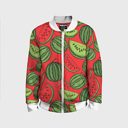 Бомбер детский Сочный арбузный паттерн, цвет: 3D-белый