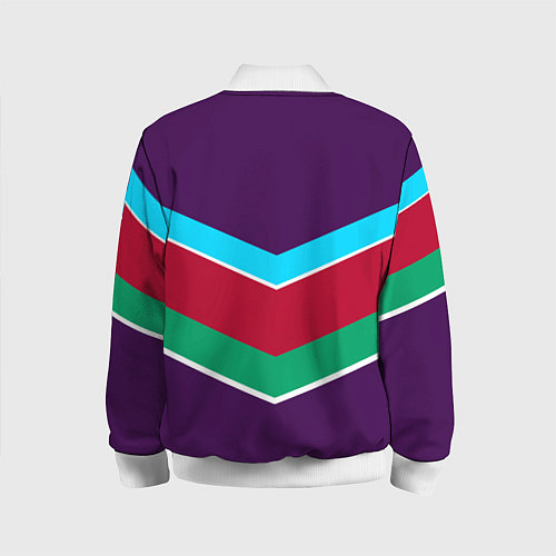 Детский бомбер Фиолетовый с полосами / 3D-Белый – фото 2