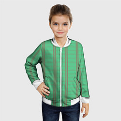 Бомбер детский Color green cage brown stripes, цвет: 3D-белый — фото 2