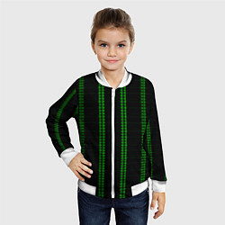 Бомбер детский Color black cage green stripes, цвет: 3D-белый — фото 2