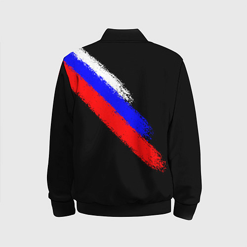 Детский бомбер Герб на фоне цветов флага на чёрном фоне / 3D-Черный – фото 2