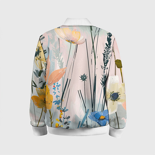 Детский бомбер Цветы полевые / 3D-Белый – фото 2