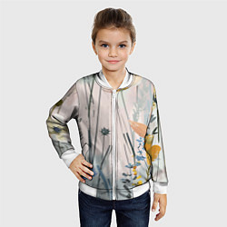Бомбер детский Цветы полевые, цвет: 3D-белый — фото 2