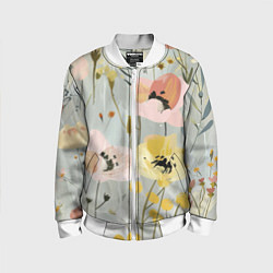 Бомбер детский Цветы и цветочки, цвет: 3D-белый