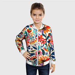 Бомбер детский Простые цветы, цвет: 3D-белый — фото 2