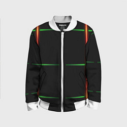 Бомбер детский Color black green orange stripes, цвет: 3D-белый