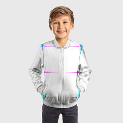 Бомбер детский Color white blue pink stripes, цвет: 3D-белый — фото 2
