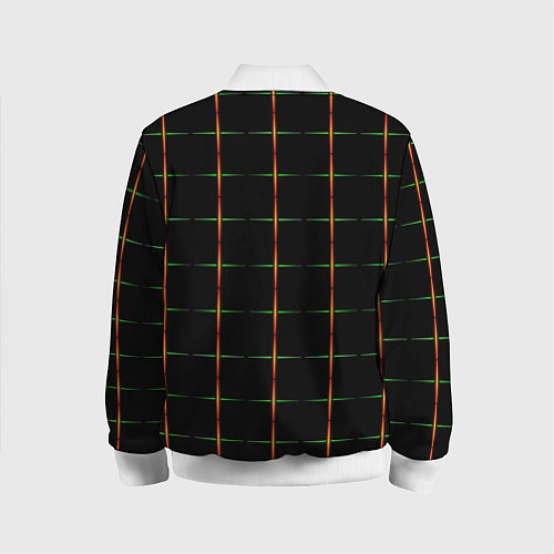 Детский бомбер Color black orange green crosses / 3D-Белый – фото 2