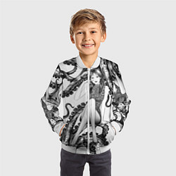 Бомбер детский Junji Ito Death Stranding Tomie and octopus patter, цвет: 3D-белый — фото 2