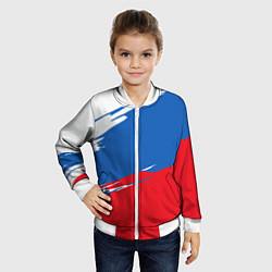 Бомбер детский Белый Синий Красный, цвет: 3D-белый — фото 2
