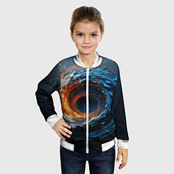Бомбер детский Краска синяя и оранжевая в форме вихря, цвет: 3D-белый — фото 2