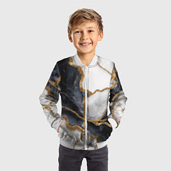 Бомбер детский Мрамор белый и черный с золотом, цвет: 3D-белый — фото 2