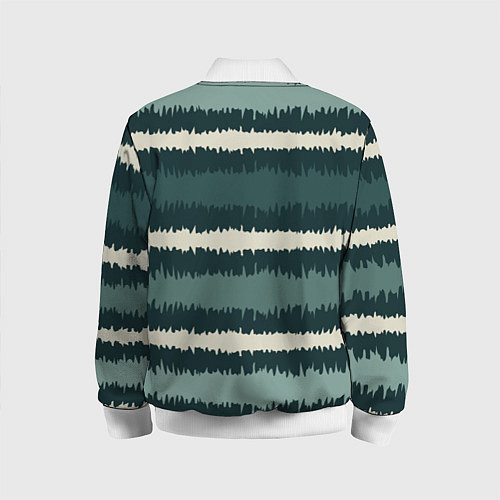 Детский бомбер Полосы зигзагообразные зеленые / 3D-Белый – фото 2
