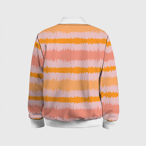 Детский бомбер Полосы зигзагообразные оранжево-розовые / 3D-Белый – фото 2