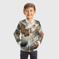 Бомбер детский Мрамор с цветами и леопардовый узор, цвет: 3D-белый — фото 2