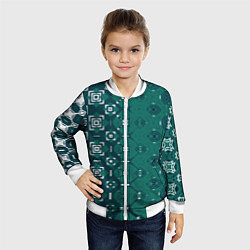 Бомбер детский Изумрудные узоры, цвет: 3D-белый — фото 2