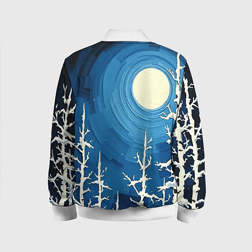 Детский бомбер Полнолуние и берёзы акрилом / 3D-Белый – фото 2