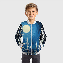 Бомбер детский Полнолуние и берёзы акрилом, цвет: 3D-белый — фото 2