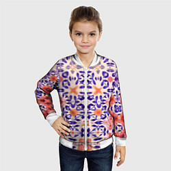 Бомбер детский Цветочная метаморфоза фиолетово-розовая, цвет: 3D-белый — фото 2