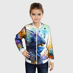 Бомбер детский Японский ниндзя - акварельный набросок, цвет: 3D-белый — фото 2