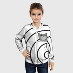 Бомбер детский Спираль с мемным глупым котом, цвет: 3D-белый — фото 2