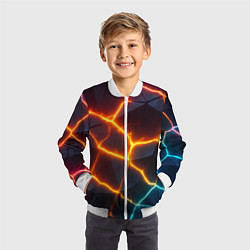 Бомбер детский Разноцветный неон из плит, цвет: 3D-белый — фото 2