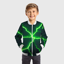 Бомбер детский Зеленый неон из плит, цвет: 3D-белый — фото 2