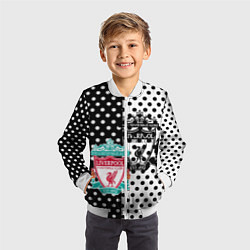 Бомбер детский Liverpool черно белые точки, цвет: 3D-белый — фото 2